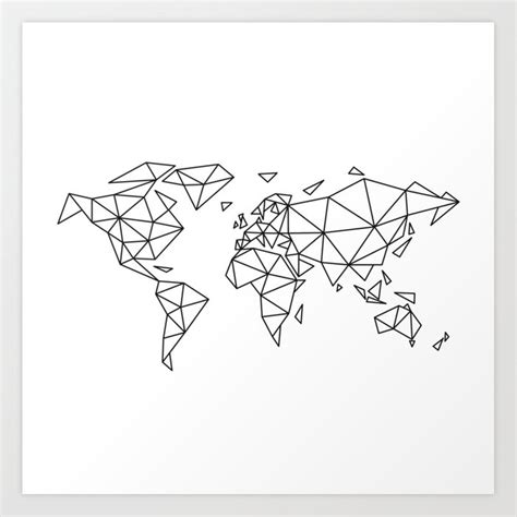 Geometric World Map Art Print By Illustree Society6