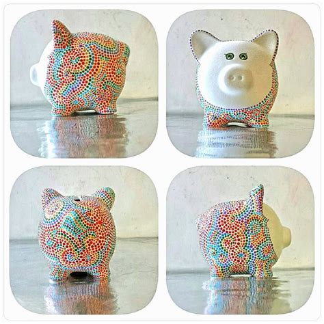 Rainbow Piggy Bank Hand Painted Piggy Dot By Pearlespainting Piggy