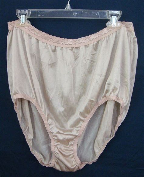 Vintage Granny Panties Sheer Gusset Sissy Lace Nude Champagne Silky