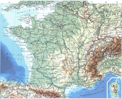 Франция карта физическая подробная большая скачать бесплатно Атлас мира