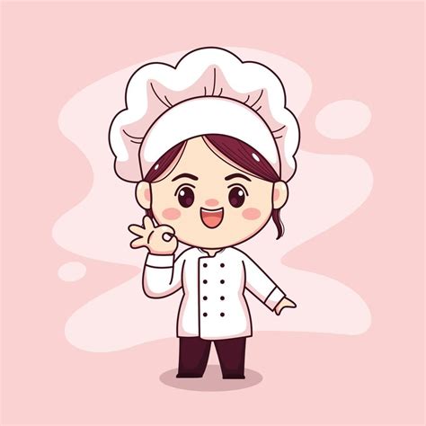 Cocinera Linda Y Kawaii Con Delicioso Letrero Dibujos Animados Manga Chibi Dise O De Personajes