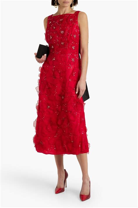 Carolina Herrera Embellished Silk Organza Midi Dress Sale Up To 70