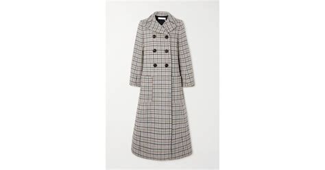 See By Chlo Double Breasted Checked Wool Blend Coat In White Gray Lyst
