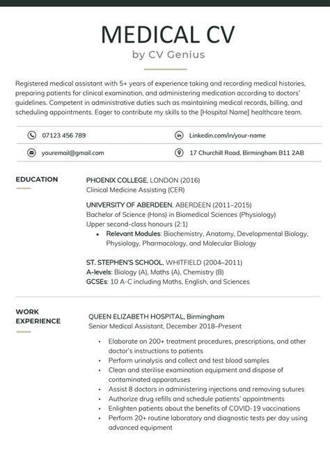 Medical Cv Template Tips And Free Download