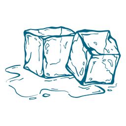 Melting Ice Cubes Stroke PNG SVG Design For T Shirts