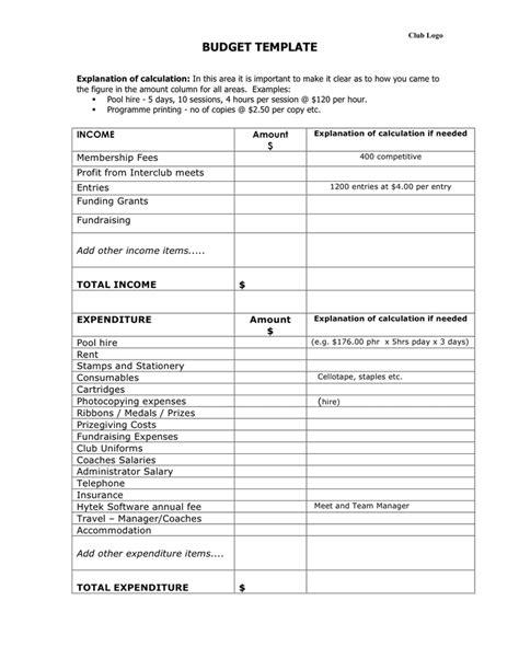 Budget Template In Word And Pdf Formats