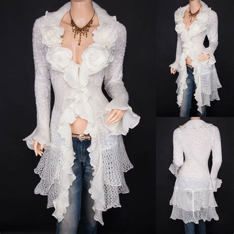 Trendy Ruffled Floral Applique Tiered Hem Cardigan Long Sweater Jacket Ebay Cute Fashion Boho