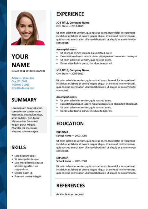 Download more than 1000 resume templates for free. Dalston Free Resume Template Microsoft Word - Blue Layout ...