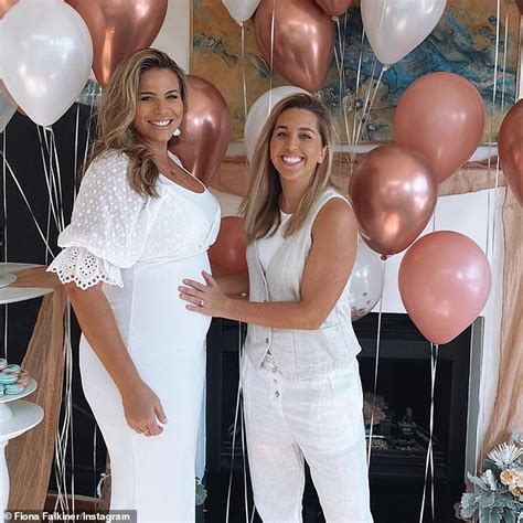 pregnant fiona falkiner and her fiancée hayley willis throw party for their non wedding day