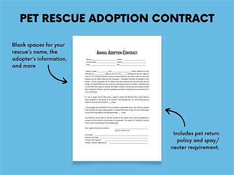 Pet Dog Cat Adoption Contract Formtemplate For Shelters Rescues And