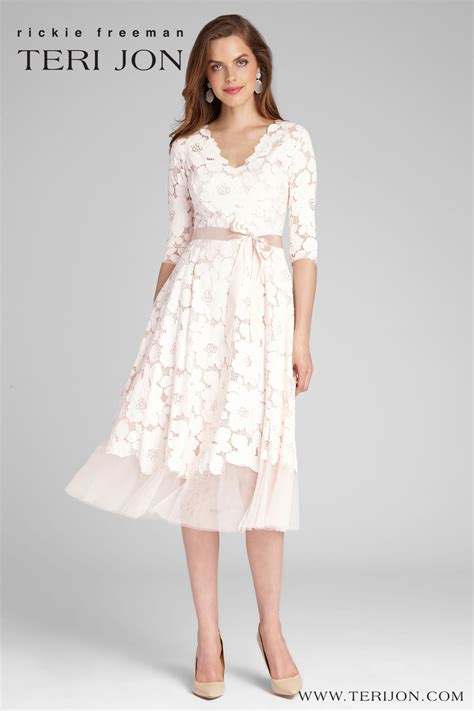 34 Sleeve Lace And Tulle Fit And Flare Dress Fit And Flare Dress