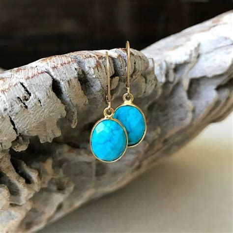 Turquoise Earrings Gold Turquoise Earrings Small Gold Etsy