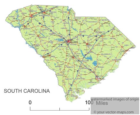 South Carolina State Map With Counties And Cities Interactive Map