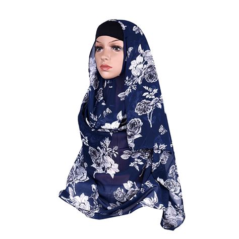Flower Print Muslim Hijab Islamic Women Instant Scarf Hijabs Chiffon