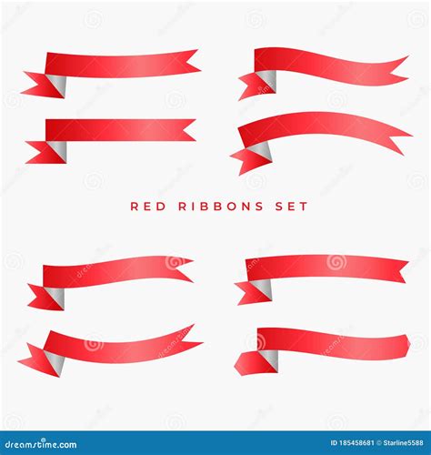 Red Ribbon Banners Set Design Stock Vector Illustration Of Ribbon