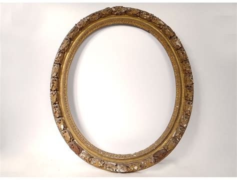 Large Oval Frame Carved Wood Gilded Foliage Regency Antique Eighteenth