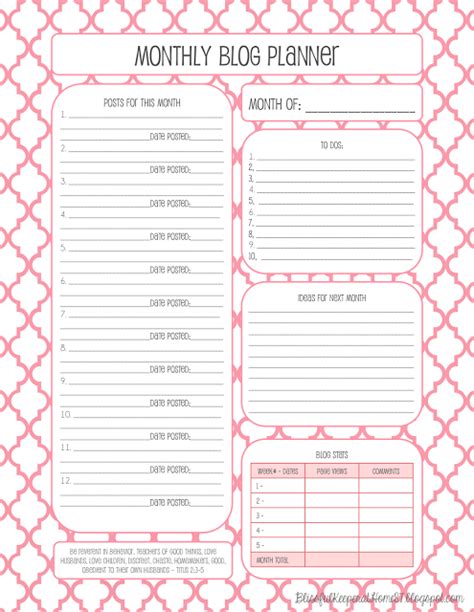 Blissful Keeper At Home Updated Monthly Blog Planner Blog Planner