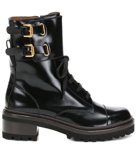 See By Chloé Mallory Leather Ankle Boots In Nero Black Save 7 Lyst