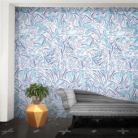 A Beautiful Hand Painted Designer Wallpaper Showing The Movement Of