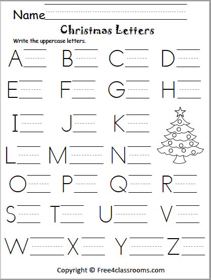 Free Christmas Uppercase Letter Writing Worksheet Free4classrooms
