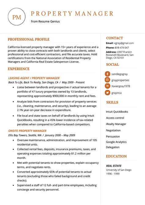 See this sample for ideas. Property Manager Resume Example & Writing Tips | Resume Genius