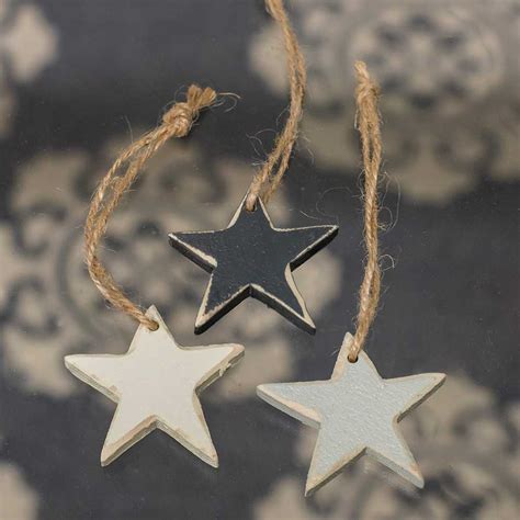 Small Wooden Star Ornaments 3set