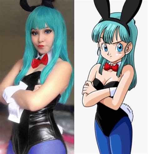 Cosplay Vs Character Character Bunny Bulma Anime Dragon Ball Cosplayer Is Chibikaty