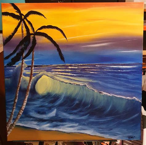Tropical Seascape 3rd Ever Oil Painting Not Sure About The Wave