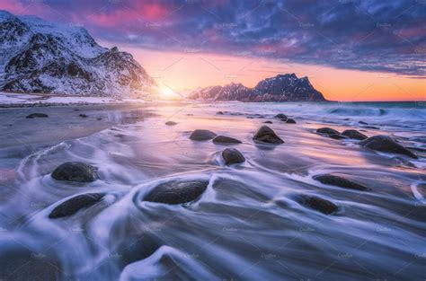 Amazing Sandy Beach With Stones Stock Photo Containing Sea And Ocean