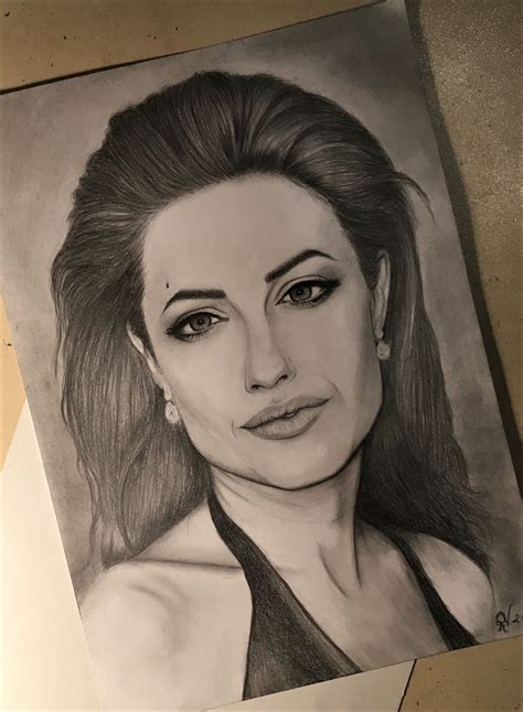 Angelina Jolie Pencil Drawing Portrait Drawing Drawing People Drawings