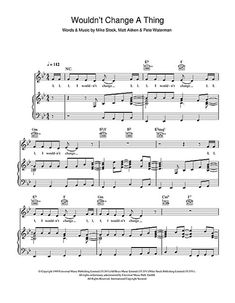 Wouldnt Change A Thing Sheet Music By Kylie Minogue Piano Vocal