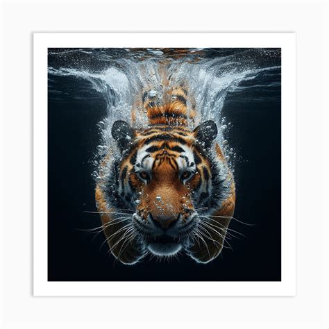 Tiger Swimming Underwater 1 Art Print By Mikevellond Fy