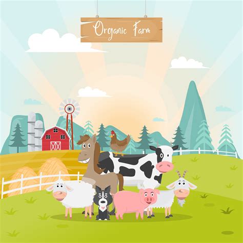 Farm Animals Cartoon Background