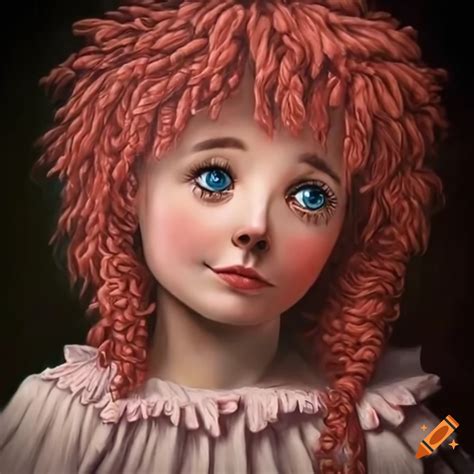 Detailed Portrait Of A Woman Morphing Into Raggedy Ann
