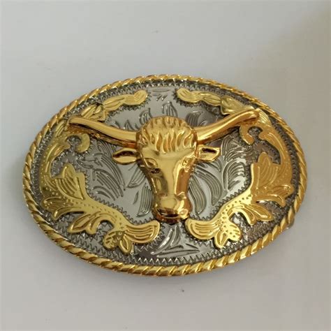 Retail Western Cowboy Belt Buckle High Quality Oval Cool 3d Lace Gold