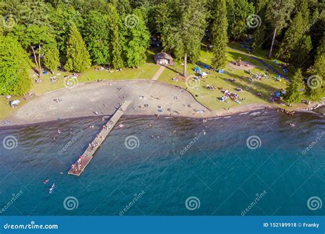 Aerial Photo Of Cultus Lake In Chilliwack Bc While People Are