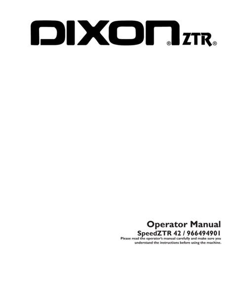 Dixon Speedztr 966494901 User Manual Manualzz