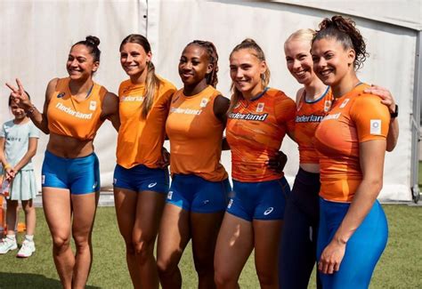 Dutch Sprinters Naomi Sedney Demi Van Den Wildenberg N Ketia Seedo