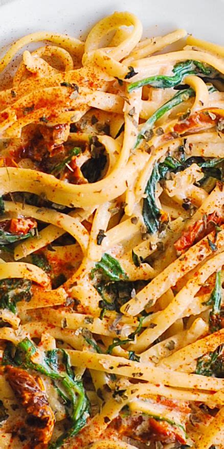 Linguine With Creamy Sun Dried Tomato Sauce And Spinach Pasta Dinner