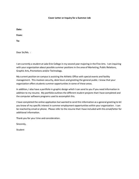 Letter for creative jobs we've used the example of a copywriter but you can adapt it for your profession. Resume Cover Letter Examples Summer Job Govt JobCover ...