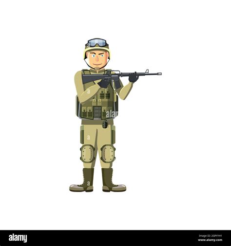Soldado De Infantería Con Armas Icono De Estilo De Dibujos Animados
