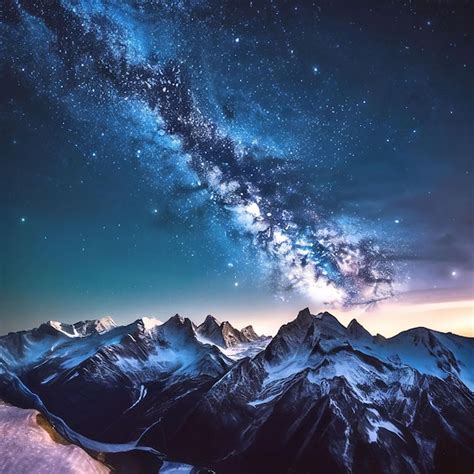 Premium Ai Image Milky Way Over Snowy Mountains