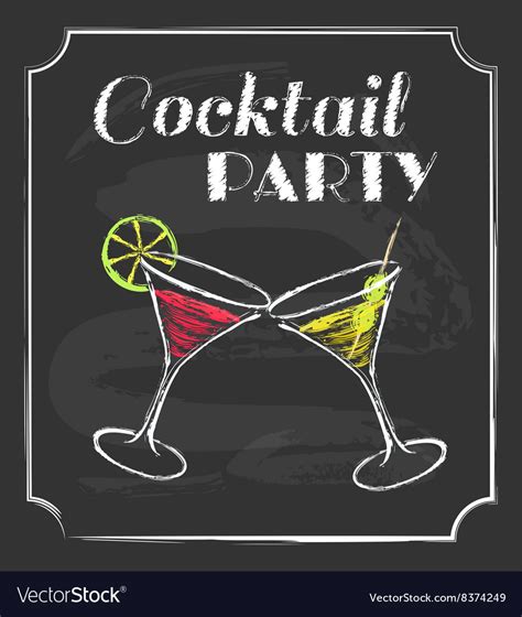 vintage cocktail party poster chalkboard style vector image