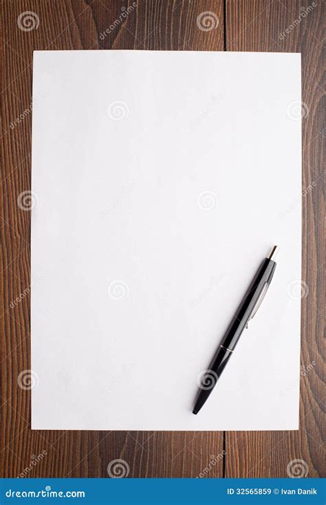 Blank Sheet Of White Paper And Pen Stock Image Image Of Contract