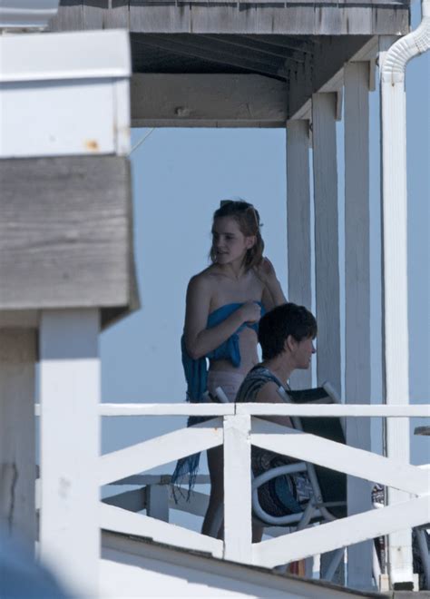 Celebrity Candids Emma Watson Laying Out In Her Underwear At A House In The Hamptons