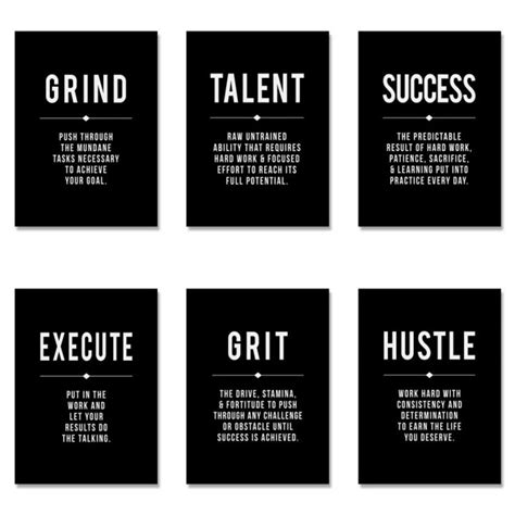 Grind Hustle Success Motivational Posters And Prints Office Decor Modern Art Entrepreneur