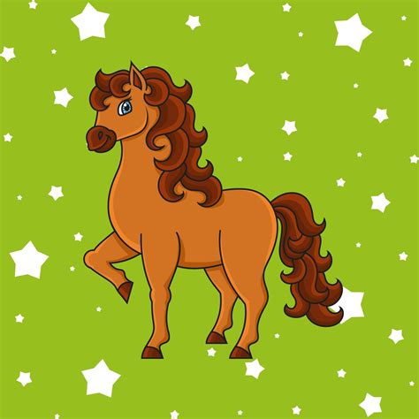 Cute Horse Farm Animal Cute Cartoon Character Colorful Vector