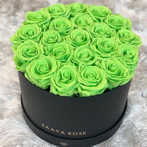 Neon Green Roses 💚 Featured Above Medium Classic Black Box In Neon