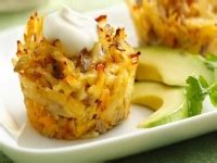 In a skillet, fry the bacon until it is crisp; Mexican Hash Brown Breakfast Cupcakes Recipe | Say Mmm