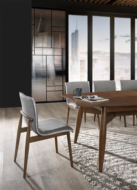 Modrest Ackley Modern Walnut And Grey Fabric Dining